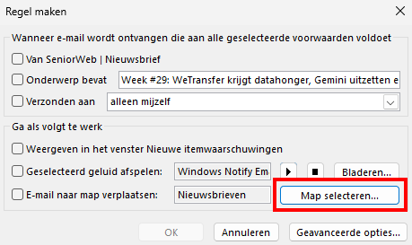 Berichtregels instellen 